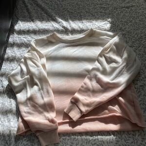 American Eagle, white and pink cropped crewneck